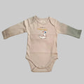 BugAndRoly long sleeve organic cotton baby bodysuit in Storm grey with a seal graphic and I Do My Own Tricks text